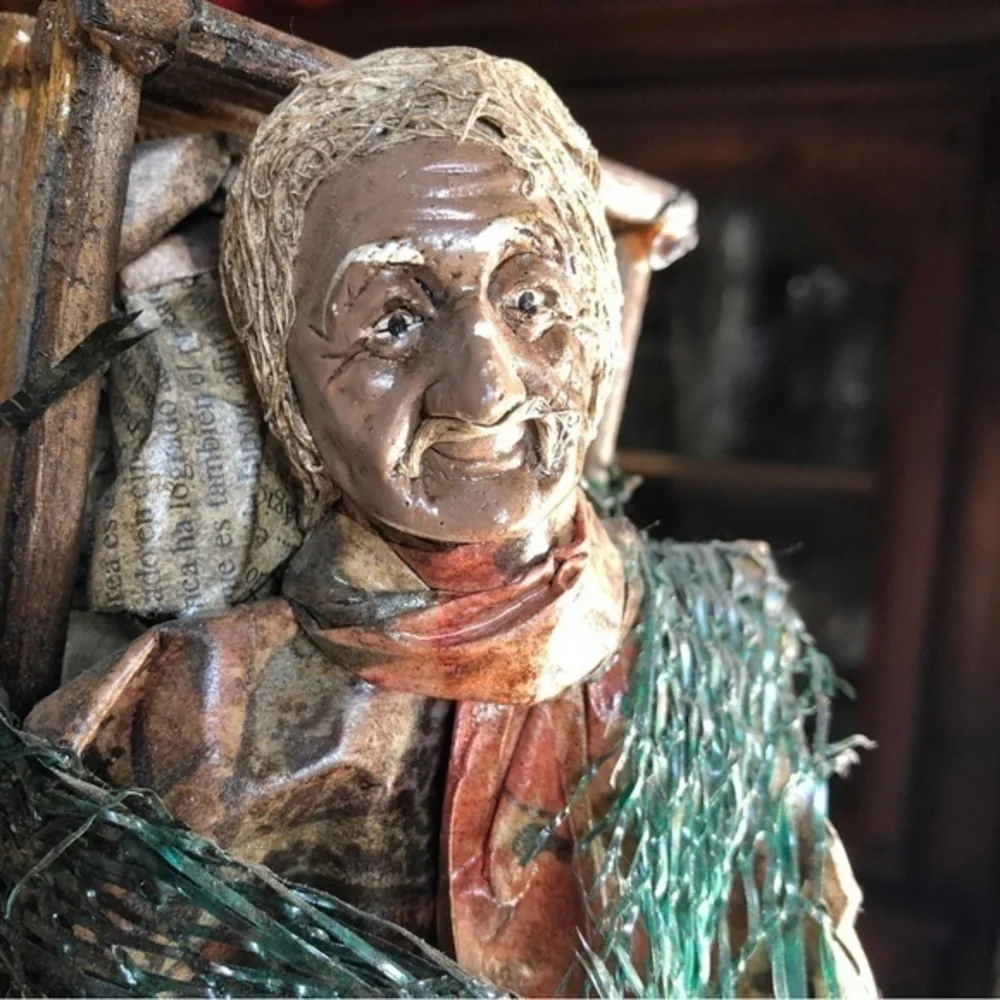 Mexican folk art paper machete old man figurine Hispanic‎ Latin handmade